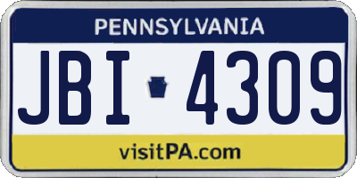 PA license plate JBI4309