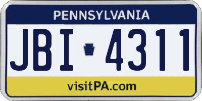 PA license plate JBI4311