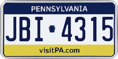 PA license plate JBI4315