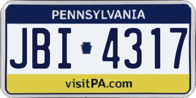 PA license plate JBI4317