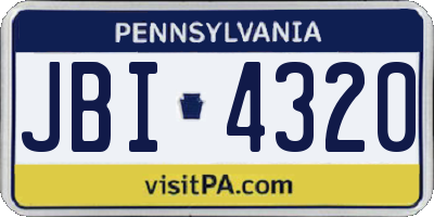 PA license plate JBI4320