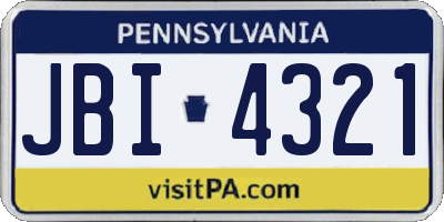 PA license plate JBI4321