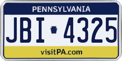 PA license plate JBI4325