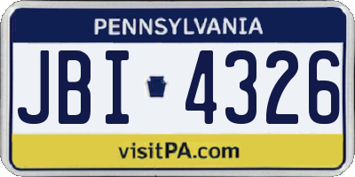 PA license plate JBI4326