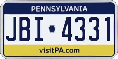 PA license plate JBI4331