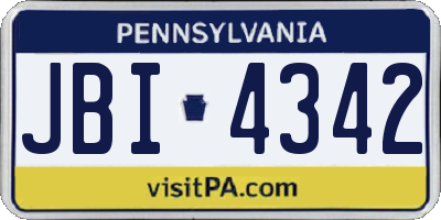 PA license plate JBI4342