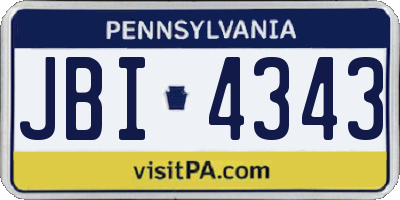 PA license plate JBI4343