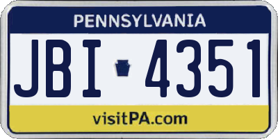 PA license plate JBI4351