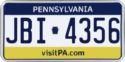 PA license plate JBI4356