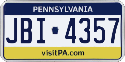 PA license plate JBI4357