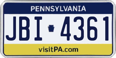 PA license plate JBI4361