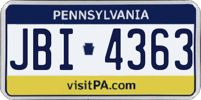 PA license plate JBI4363