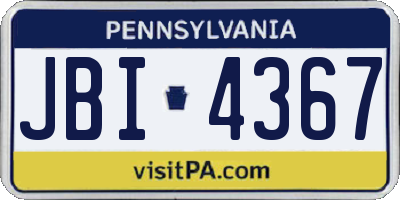 PA license plate JBI4367