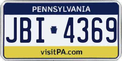 PA license plate JBI4369