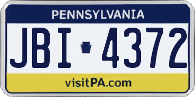 PA license plate JBI4372