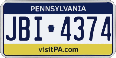 PA license plate JBI4374