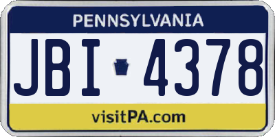 PA license plate JBI4378