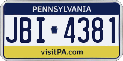 PA license plate JBI4381