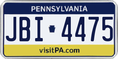 PA license plate JBI4475