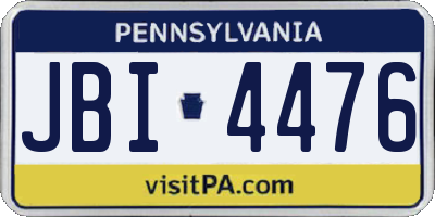 PA license plate JBI4476