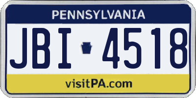 PA license plate JBI4518