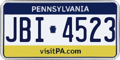 PA license plate JBI4523
