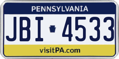 PA license plate JBI4533