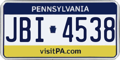 PA license plate JBI4538