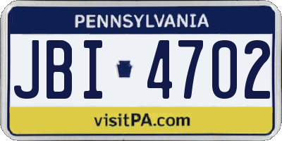 PA license plate JBI4702