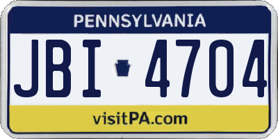 PA license plate JBI4704