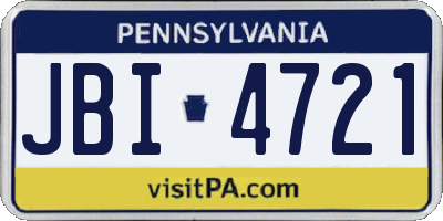 PA license plate JBI4721