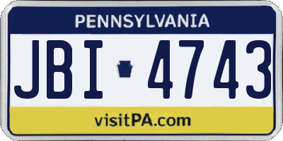 PA license plate JBI4743
