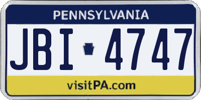 PA license plate JBI4747
