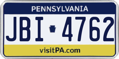 PA license plate JBI4762
