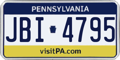 PA license plate JBI4795