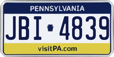 PA license plate JBI4839