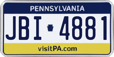 PA license plate JBI4881