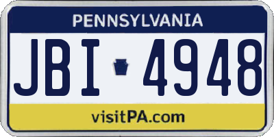 PA license plate JBI4948