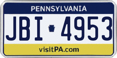 PA license plate JBI4953