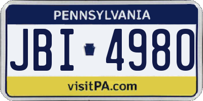 PA license plate JBI4980