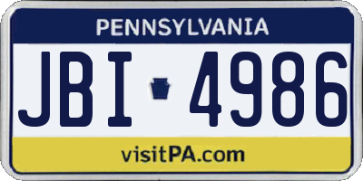PA license plate JBI4986