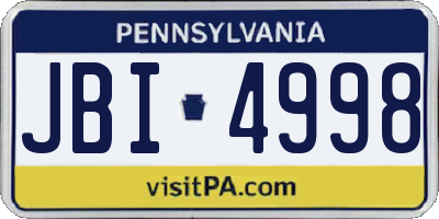 PA license plate JBI4998