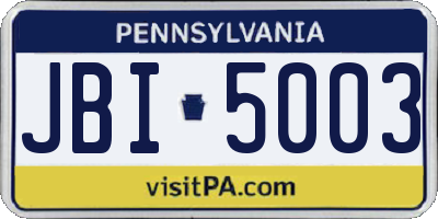 PA license plate JBI5003