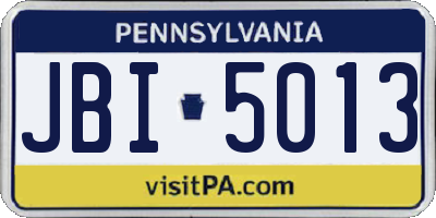 PA license plate JBI5013