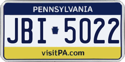 PA license plate JBI5022