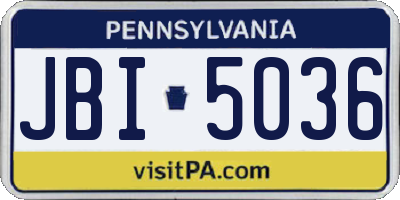 PA license plate JBI5036