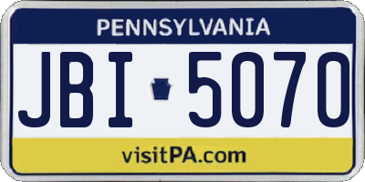 PA license plate JBI5070