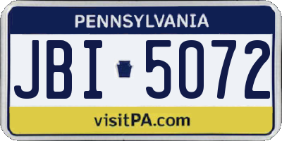 PA license plate JBI5072