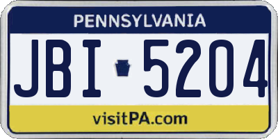 PA license plate JBI5204