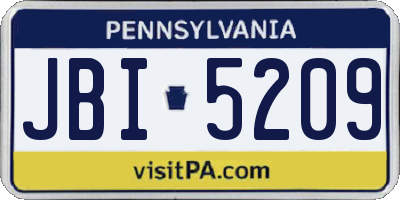 PA license plate JBI5209